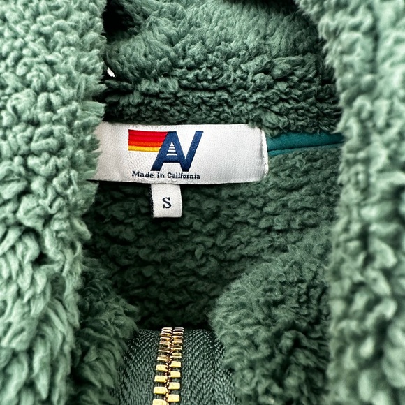 NWOT Aviator Nation TEDDY UNISEX HALF ZIP COLOR BLOCK JACKET GARDEN GREEN small - Picture 4 of 5
